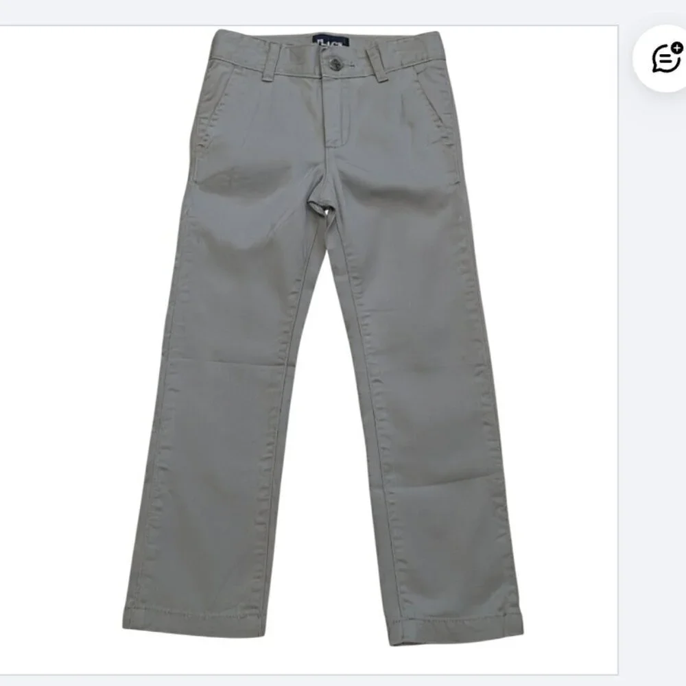 The Children's Place Boys Chino Sz 5 SLIM Gray Pants Brand New Adjustable Waist